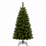 4.5FT Pre Lit Christmas Tree Dual Color LED Pinecones
