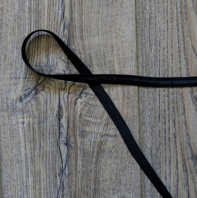 Silicone Backed Elastic Black 1/2"