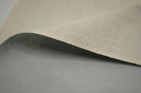 Upholstery Weight Poly Linen Fabric - Ivory, Taupe, Non Woven Backing, 60" Width (1 Yard)