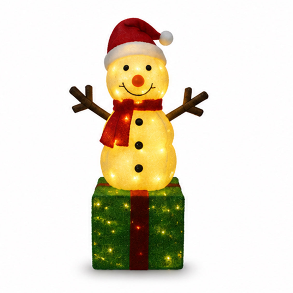 Lighted Snowman Gift Box Christmas Yard Decoration