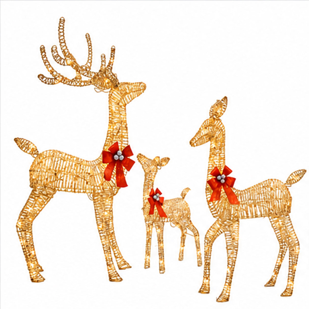 3 Piece Lighted Reindeer Set Christmas Yard Decor LED