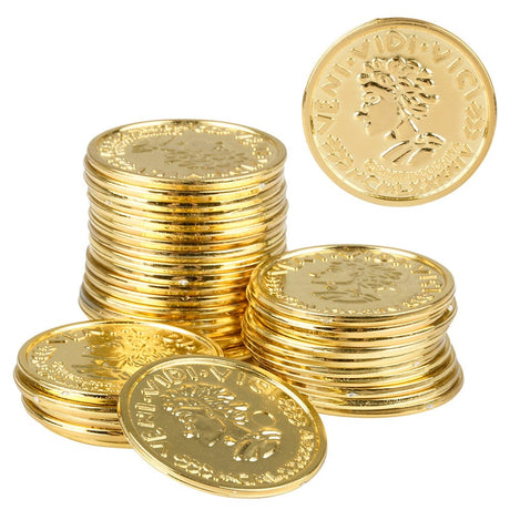 Gold Coin Plastic Coins (144 Pc Poly Bag)