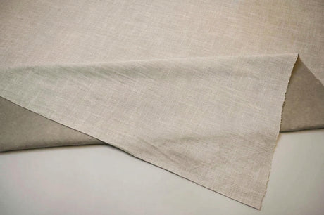 Upholstery Weight Poly Linen Fabric - Ivory, Taupe, Non Woven Backing, 60" Width (1 Yard)