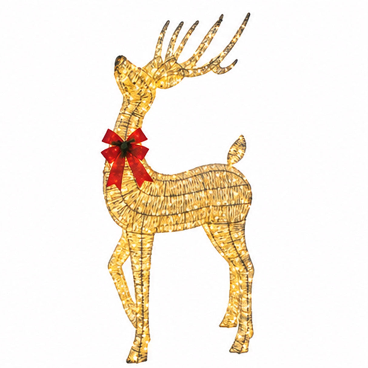108" Lighted Wicker Reindeer Outdoor Christmas Decor