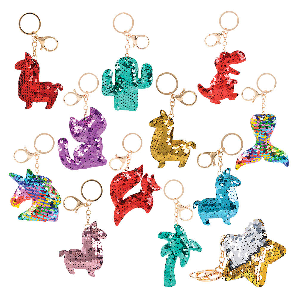 Flip Sequin Keychains Assortment (36 Pc)
