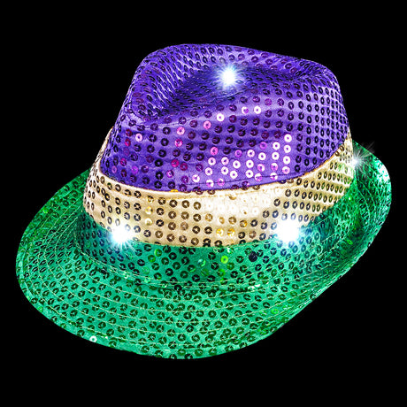 Mardi Gras Light-Up LED Fedora