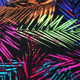 Electric Tropics Nylon Spandex Fabric - Tropical Palm Leaf Print, Multi, Orange-Red, Green-Blue, Pink-Purple, 58-60" Width (1 Yard)