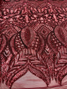 Royalty Sequin Damask 4 Way Stretch Mesh Fabric - Iridescent Sequin Damask, 54" Width (1 Yard)