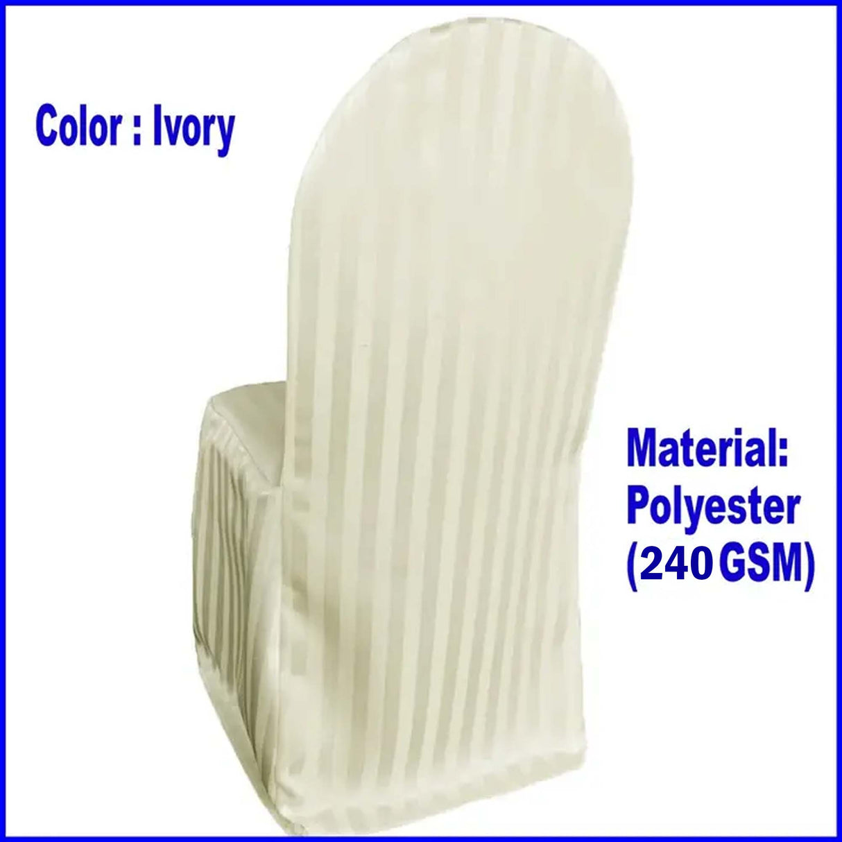 1 Piece Striped Jacquard Polyester Banquet Chair Cover Ivory Elegant Wedding Decor