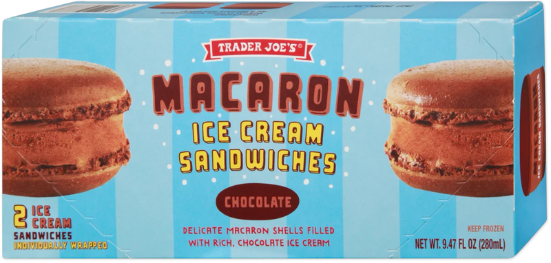 Chocolate Macaron Ice Cream Sandwich Almond Cookie Dessert 9.47 Fl Oz