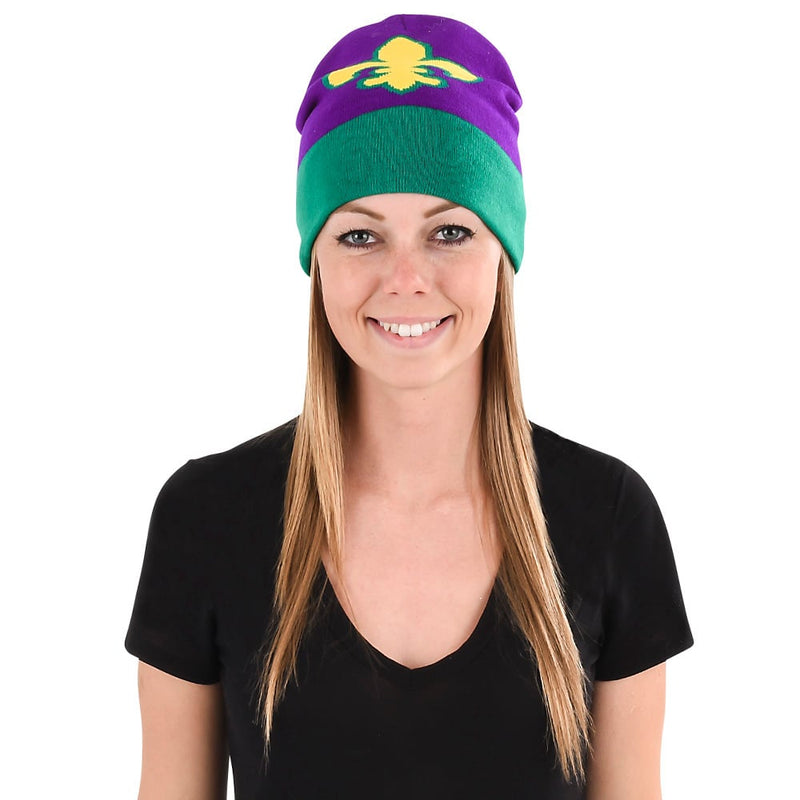 Mardi Gras Fleur De Lis Beanie Hat