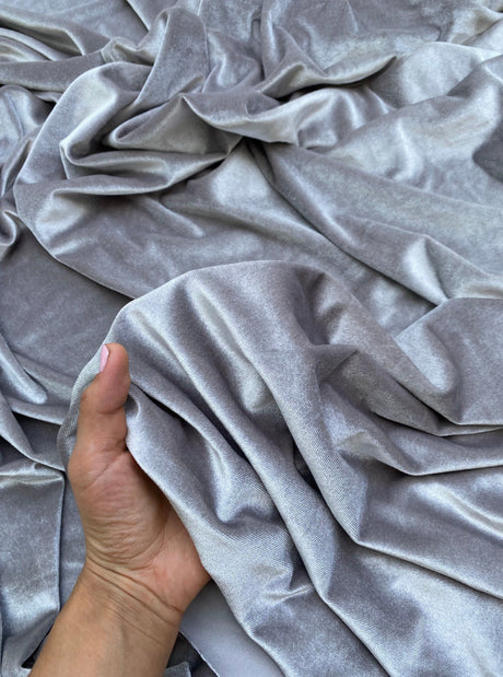 Stretch Velvet Feather Gray