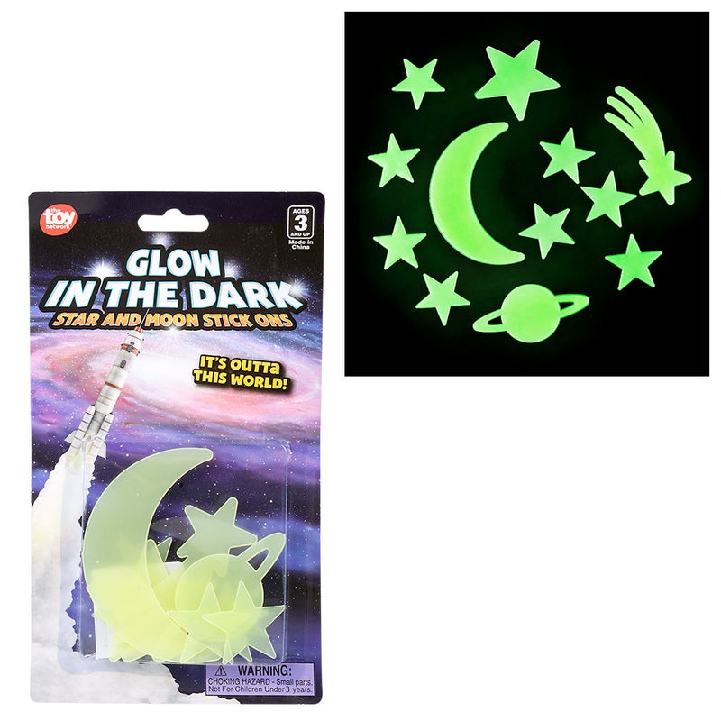 Glow In The Dark Star And Moon Stick Ons (1 DZ)