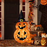 2.83 Feets Lighted Jack-o-Lantern Witch Hat Yard Decoration