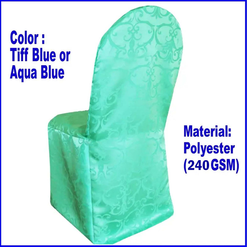 1 Piece Tiff Blue Or Aqua Blue Versailles Damask Jacquard Polyester Banquet Chair Cover