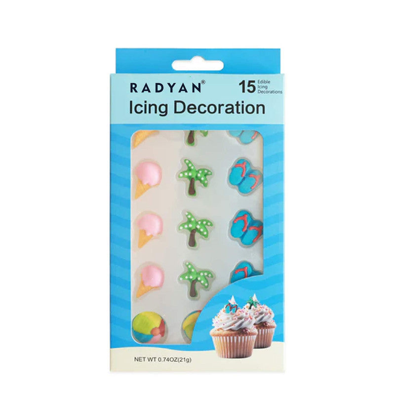 Beach Edible Cake Cupcake Topper Sugars 15 Count