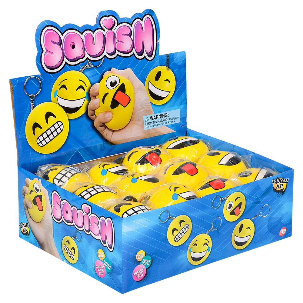 Emoticon Squish Backpack Clip (24 Pack Display)