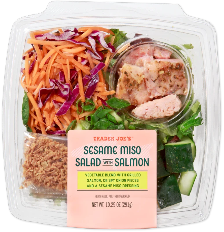 Sesame Miso Salad with Salmon – Mixed Greens & Crispy Onions