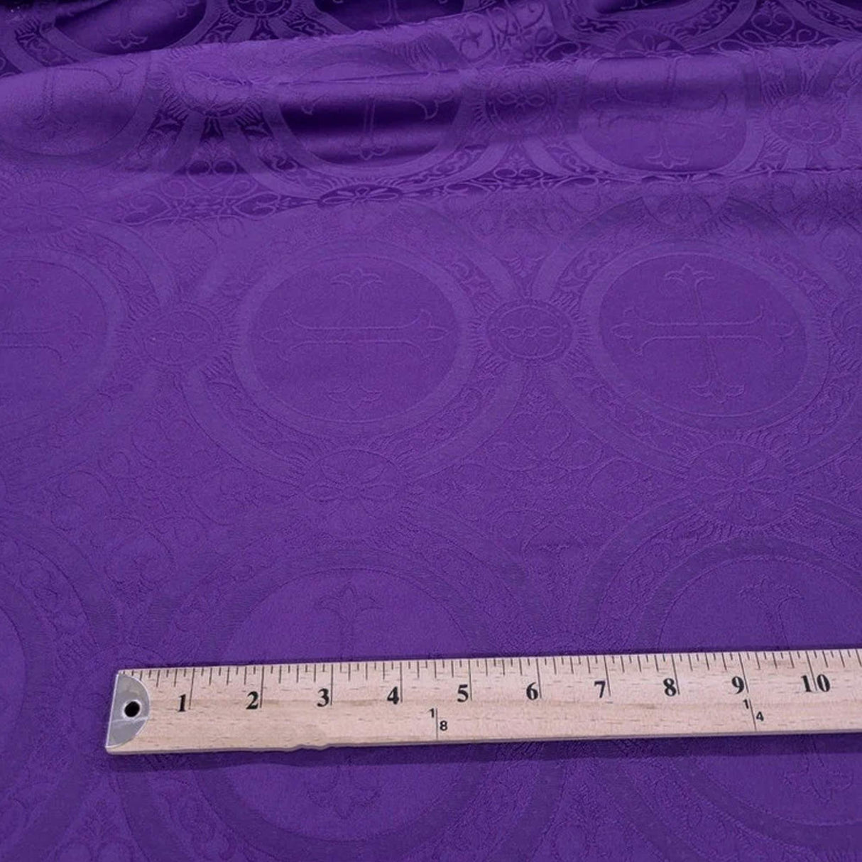 Church Cross Brocade Polyester Fabric - Matte Finish, Cross Pattern, 58/59" Width, 5 Colors (1 Yard)