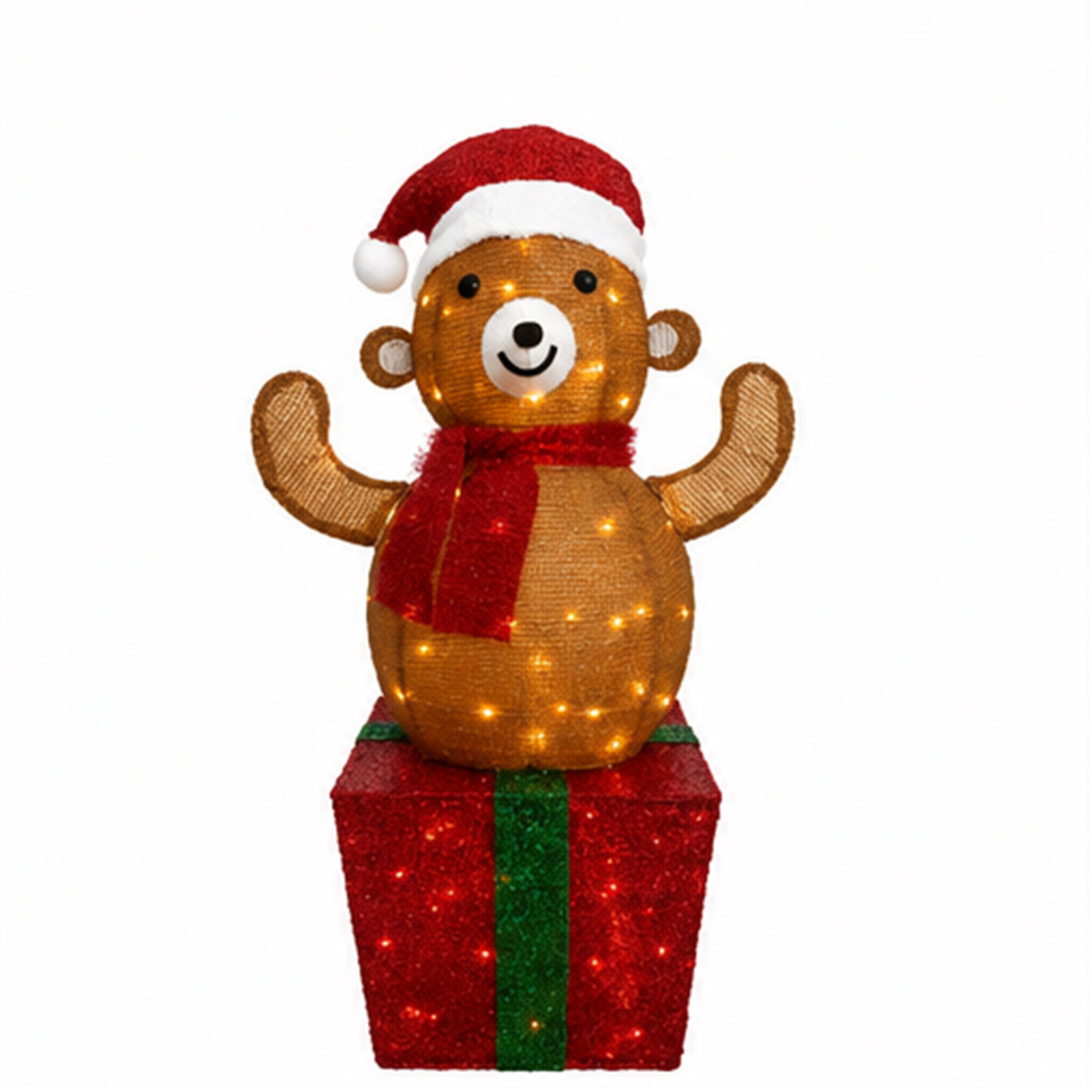 Lighted Bear Gift Box Christmas Yard Decoration