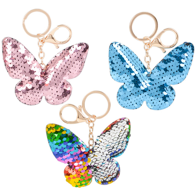 Flip Sequin Butterfly Keychain (12 PC Bag)
