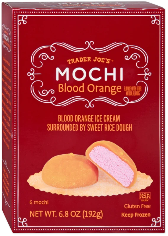 Blood Orange Mochi Ice Cream Sweet Citrus Rice Dough Dessert 6.8 Oz