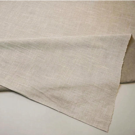 Upholstery Weight Poly Linen Fabric - Ivory, Taupe, Non Woven Backing, 60" Width (1 Yard)