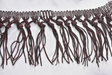 Fringe Trim Faux Leather Black 4.25"