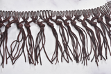 Fringe Trim Faux Leather Black 4.25"
