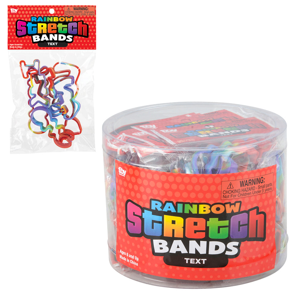 Rainbow Silicone Stretch Bands (144 Pc Can)
