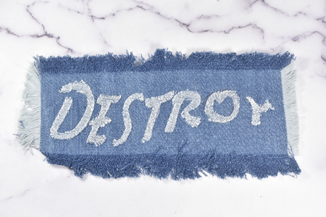 Embroidered Applique Denim DESTROY 9 x 4.5