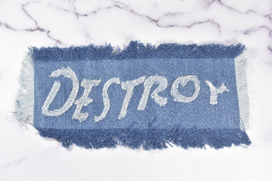 Embroidered Applique Denim DESTROY 9 x 4.5