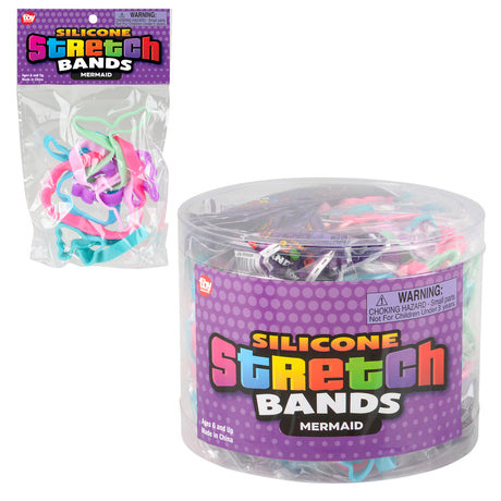Mermaid Silicone Stretch Bands (144 PC Canister)