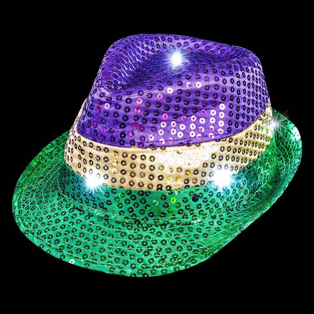 Mardi Gras Light-Up LED Fedora