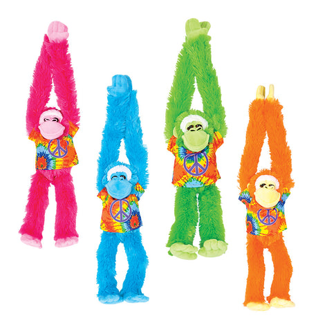 Hanging Ape Plush With Tie-Dye Shirt Ape Plush