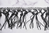 Fringe Trim Faux Leather Black 4"
