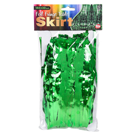 Green Metallic Fringe Table Skirt 144" x 30"