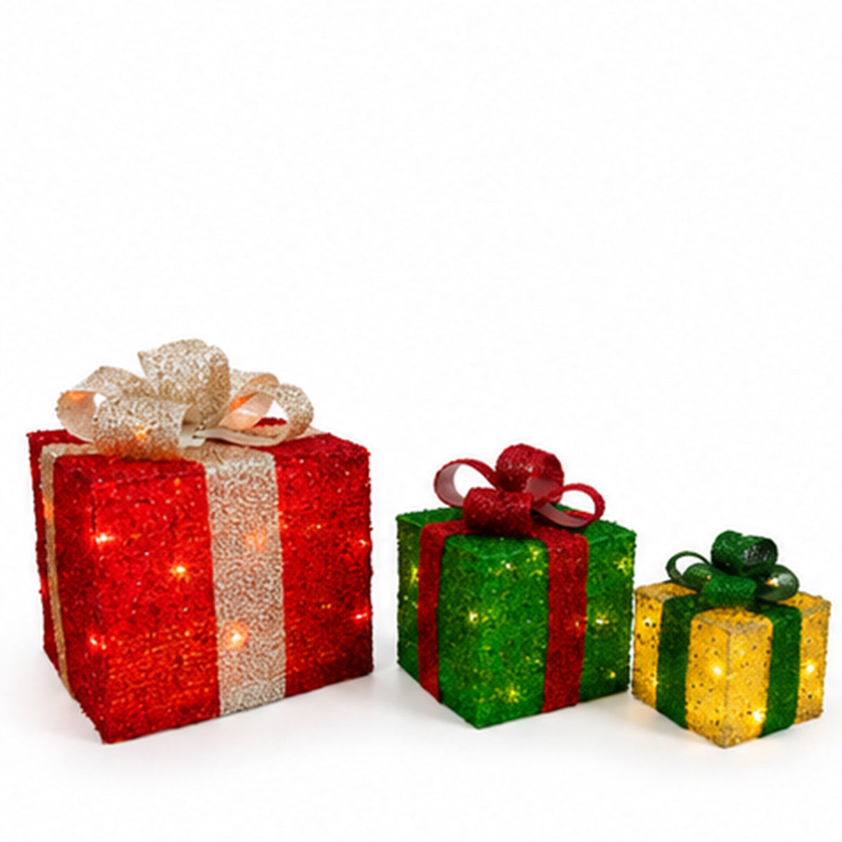 Lighted Christmas Gift Box Set, Battery Operated Decor