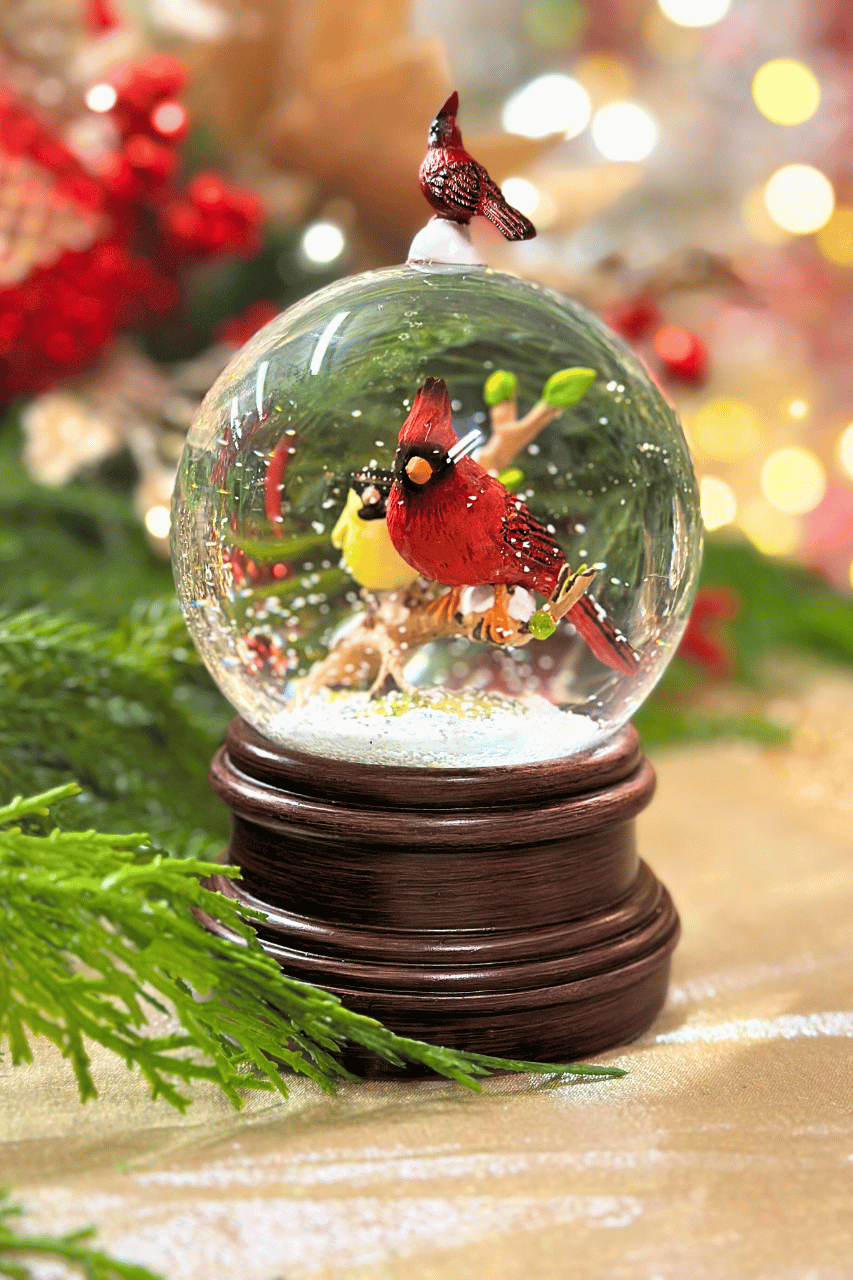8" Penguin or Cardinal Snow Globe