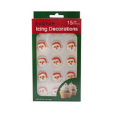 Santa Face Edible Cake Toppers 15 Pack Christmas Cupcake Decorations