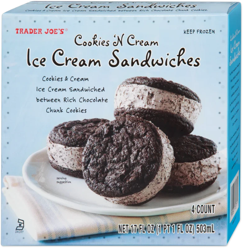 Cookies N Cream Ice Cream Sandwich Chocolate Cookie Dessert 17 Fl Oz