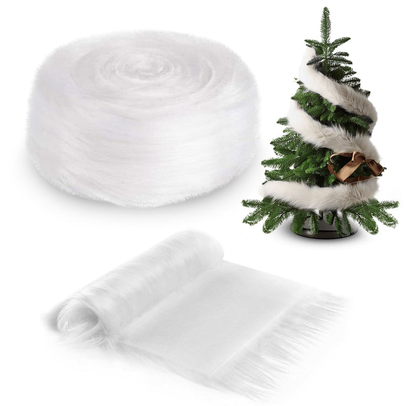 Faux Fur Ribbon Trim Fabric White
