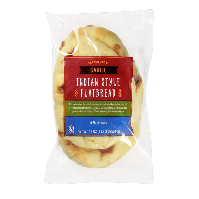 Trader Joe's Garlic Indian Style Flatbread Soft & Flavorful 18 Oz