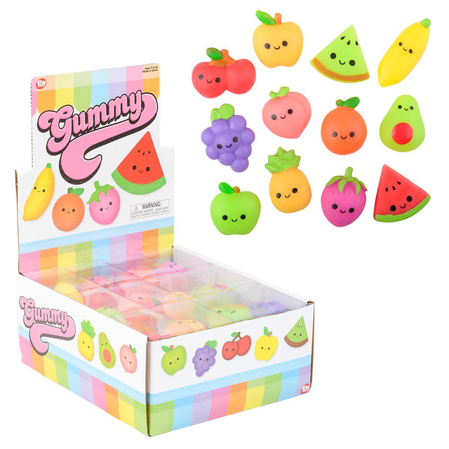 Gummy Fruit Assortment Mini Fidget Toys (24 Pc Display)