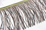 Faux Leather Fringe Trim Black Gray 6.25"