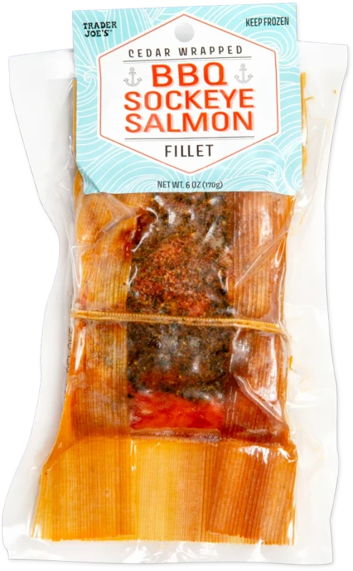 Cedar Wrapped BBQ Sockeye Salmon Fillet Smoked Seafood 6 Oz