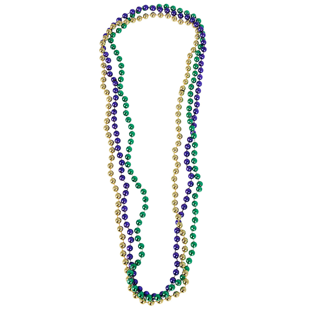 Mardi Gras Beads 33" 7 mm Purple/Green/Gold (1 DZ)