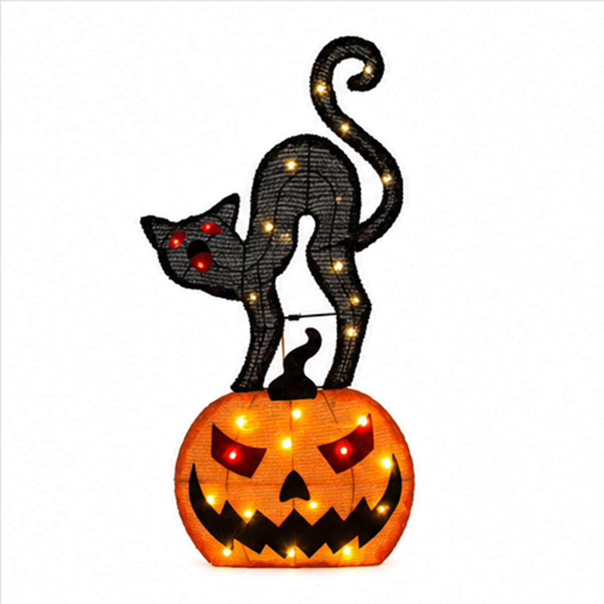 30 Inch Pumpkin Black Cat Halloween Yard Decoration