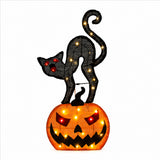 30 Inch Pumpkin Black Cat Halloween Yard Decoration
