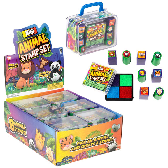 Mini Animal Stamp Set 3x2" (12 Pc Display)